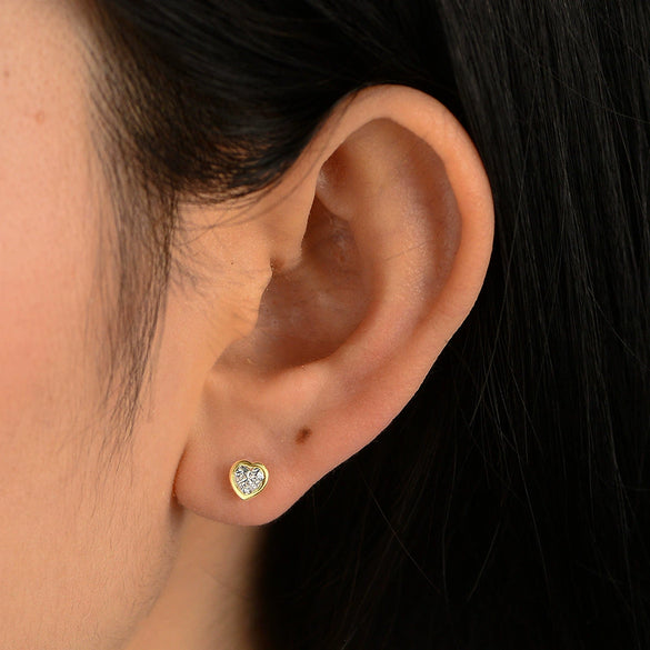 Wholesale Women's Normcore Style Heart Shape Diamond Sterling Silver Earrings