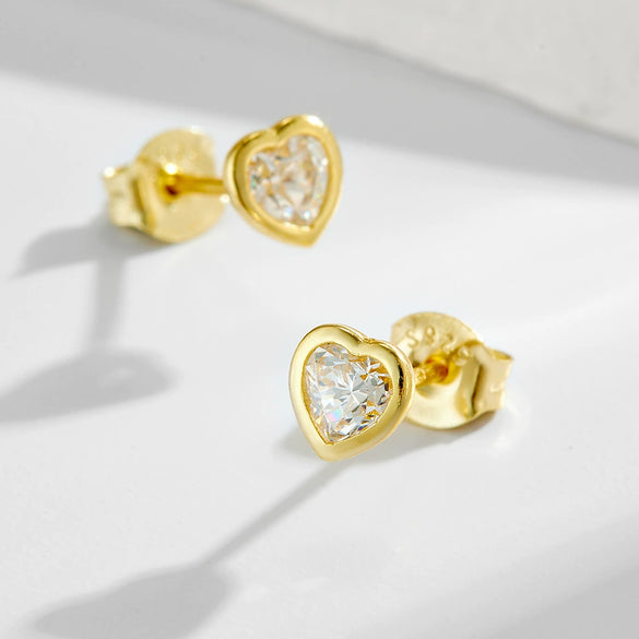 Wholesale Women's Normcore Style Heart Shape Diamond Sterling Silver Earrings