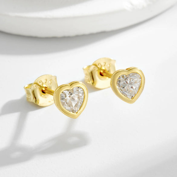 Wholesale Women's Normcore Style Heart Shape Diamond Sterling Silver Earrings