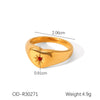 Wholesale Women's Note Ring Titanium Steel Retro Old Style With Vacuum Plating And Dripping Oil