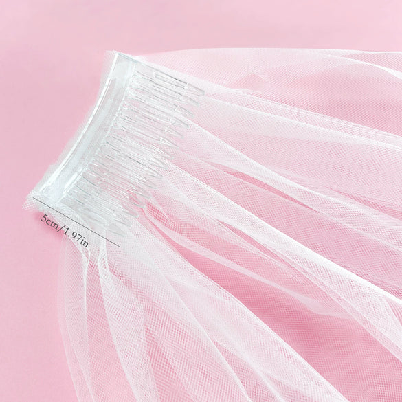 Wholesale Women's Nylon Bridal Veil Double Layer Ironed With Hair Comb