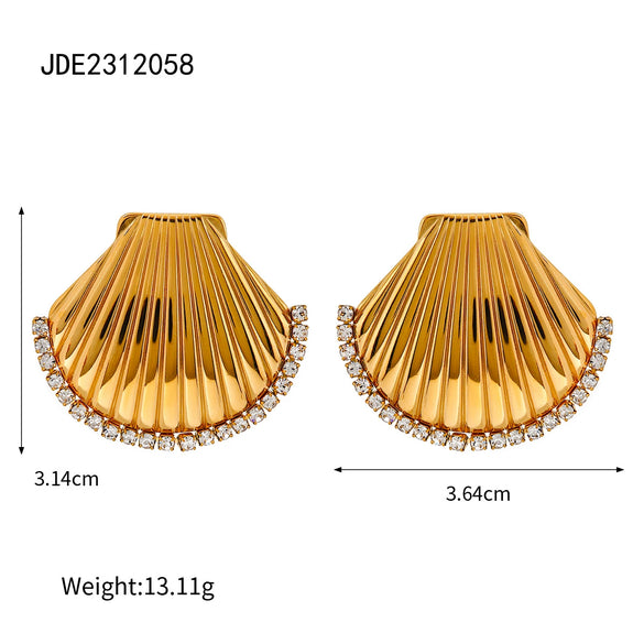 Wholesale Women's Ocean Series Exaggerated Niche Geometric Titanium Steel Electroplated Earrings Allmatch Nonfading Natural Style