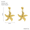 Wholesale Women's Ocean Series 316L Stainless Steel 18K Electroplated Geometric Starfish Earrings