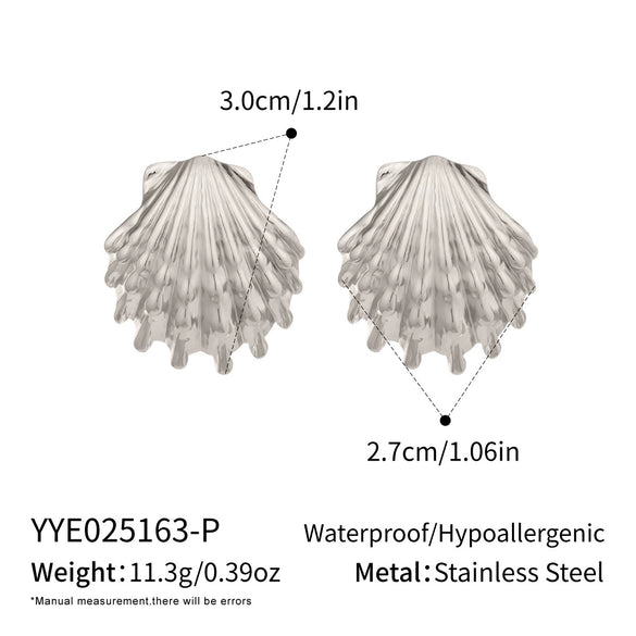 Wholesale Women's Ocean Style Casual Shell Earrings With Animal Zodiac Pattern Vacuum Real Gold Plated In Pvd Furnace