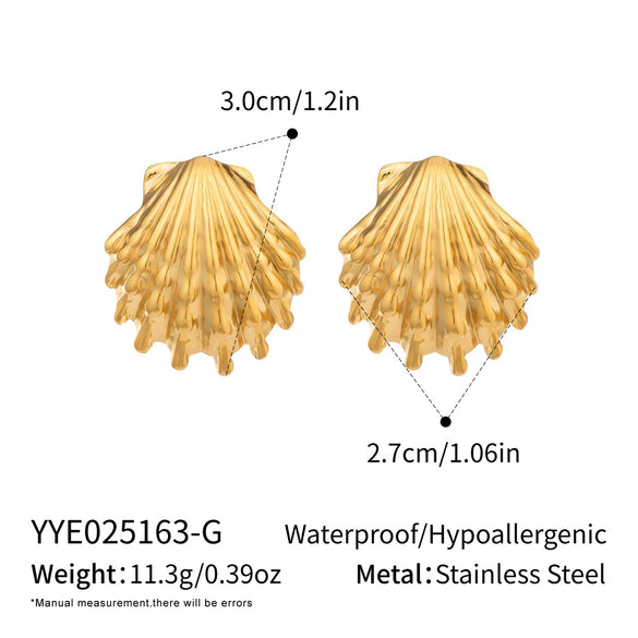 Wholesale Women's Ocean Style Casual Shell Earrings With Animal Zodiac Pattern Vacuum Real Gold Plated In Pvd Furnace