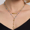 Wholesale Women's Ocean Style Stainless Steel Animal Zodiac Pattern Yshaped Bead Chain 18K Gold Plated Conch Dolphin Zircon Pendant Necklace Jewelry