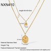 Wholesale Women's Ocean Style Stainless Steel Double Layer Necklace With Animal Zodiac Pattern Real Gold Plated In The Furnace