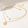 Wholesale Women's Ocean Style Stainless Steel Double Layer Necklace With Animal Zodiac Pattern Real Gold Plated In The Furnace