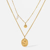 Wholesale Women's Ocean Style Stainless Steel Double Layer Necklace With Animal Zodiac Pattern Real Gold Plated In The Furnace