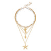 Wholesale Women's Oceanthemed Multilayer Starfish Beaded Necklace With Geometric And Animal Patterns Made Of Alloy And Electroplated