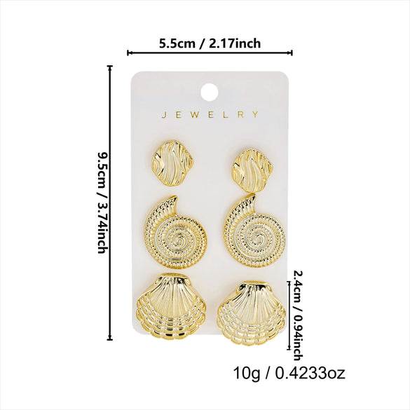 Wholesale Women's Oceanthemed Starfish Shell Multipiece Earring Set In Plastic And Steel With Electroplating And Animal Zodiac Patterns