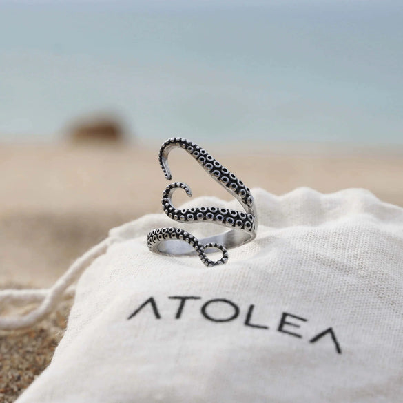 Wholesale Women's Octopus Claw Opening Ring 925 Sterling Silver Geometric Style Oil Treated
