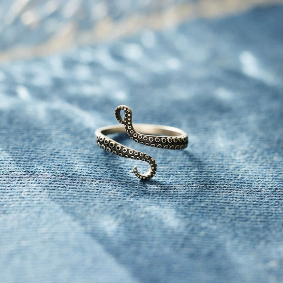 Wholesale Women's Octopus Ring S925 Sterling Silver Geometric Style Oil Treated