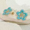 Wholesale Women's Oil Drip Hollow Stainless Steel Flower Earrings