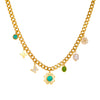 Wholesale Women's Old Money Style Stainless Steel Electroplated Necklace With Butterfly Daisy Turquoise Flower Pendant