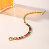 Wholesale Women's Olive Leaf Titanium Steel Bracelet With Pvd Vacuum Plating And Zircon Inlay