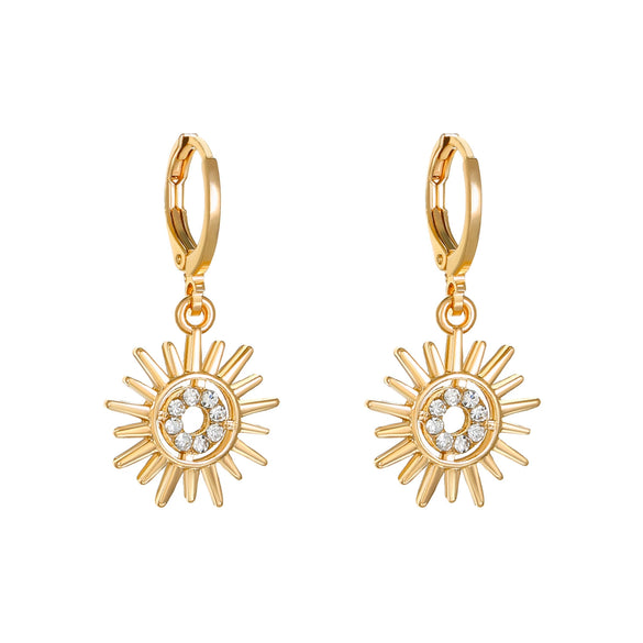 Wholesale Women's Opal Sun Earrings Alloy Geometric Electroplated