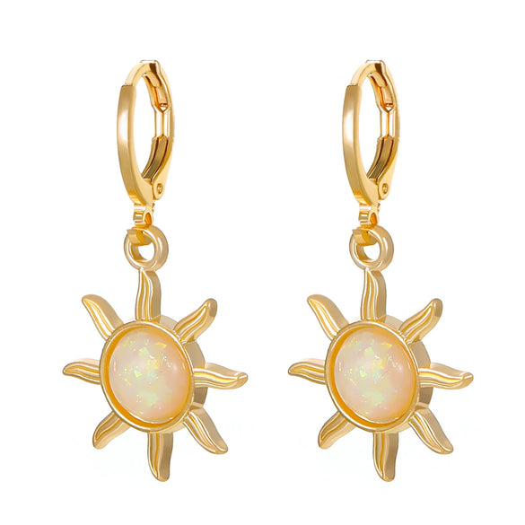 Wholesale Women's Opal Sun Earrings Alloy Geometric Electroplated