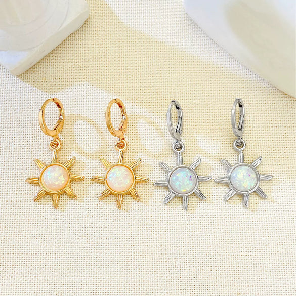 Wholesale Women's Opal Sun Earrings Alloy Geometric Electroplated
