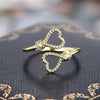 Wholesale Women's Open Adjustable Copper Heartshaped Hemp Rope Ring With Zirconia And Geometric Design Jewelry