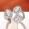 Wholesale Women's Open Adjustable Ring Copper Geometric Water Drop Square Shape Zirconia Inlaid Luxury Minimalist Design