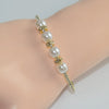 Wholesale Women's Open Crystal Pearl Bracelet In Original Design Mixed Alloy With Rhinestone And Electroplating
