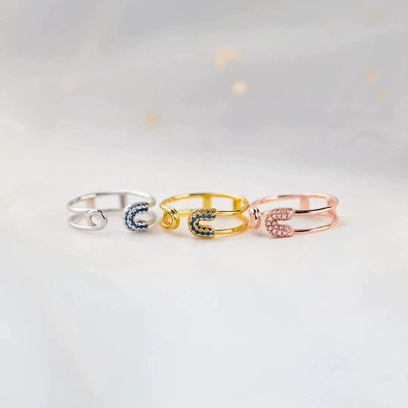 Wholesale Women's Open Pin Ring Geometric Style 925 Sterling Silver Electroplated