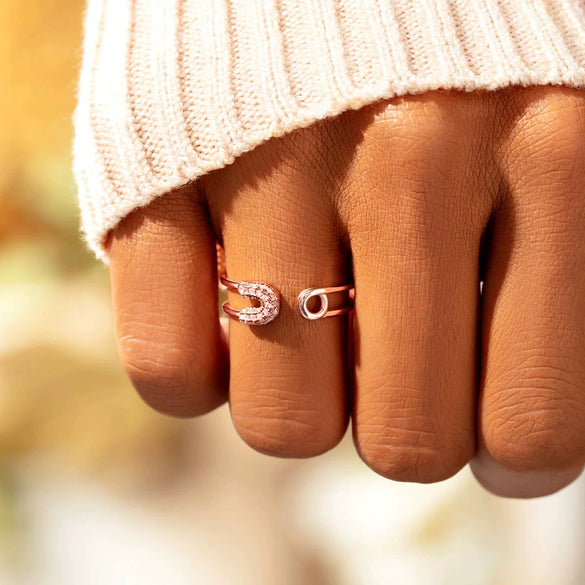 Wholesale Women's Open Pin Ring Geometric Style 925 Sterling Silver Electroplated