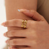 Wholesale Women's Open Ring In Ins Fashion Style Titanium Steel And Stainless Steel Hollow Double Twist Geometric Pattern Pvd Furnace Real Gold Treatment
