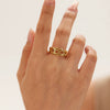Wholesale Women's Open Ring In Ins Fashion Style Titanium Steel And Stainless Steel Hollow Double Twist Geometric Pattern Pvd Furnace Real Gold Treatment