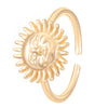 Wholesale Women's Open Ring In Ins Style With Sunflower And Heart Shape Pattern Made Of Copper With Electroplating Treatment