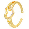 Wholesale Women's Open Ring In Ins Style With Sunflower And Heart Shape Pattern Made Of Copper With Electroplating Treatment