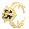 Wholesale Women's Open Ring In Ins Style With Sunflower And Heart Shape Pattern Made Of Copper With Electroplating Treatment