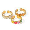 Wholesale Women's Open Ring Stainless Steel Geometric Electroplated Daisy Flower Design