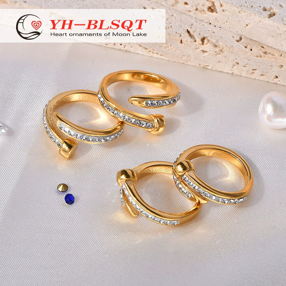 Wholesale Women's Open Ring Titanium Steel Electroplated With Cartoon Character Geometric Animal Zodiac Design