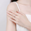Wholesale Women's Open S925 Sterling Silver Geometric Ring With Mosan Diamond And Electroplating Treatment