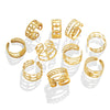 Wholesale Women's Open Titanium Steel Gold Plated Geometric Mix Match Fashion Ring With Electroplating