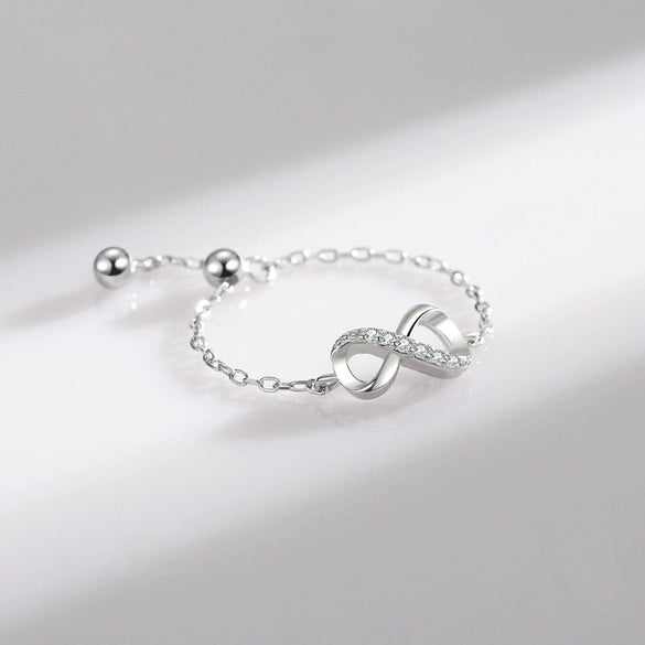Wholesale Women's Opening Adjustable 925 Silver Geometric Micro Inlay Ring With Seiko Design