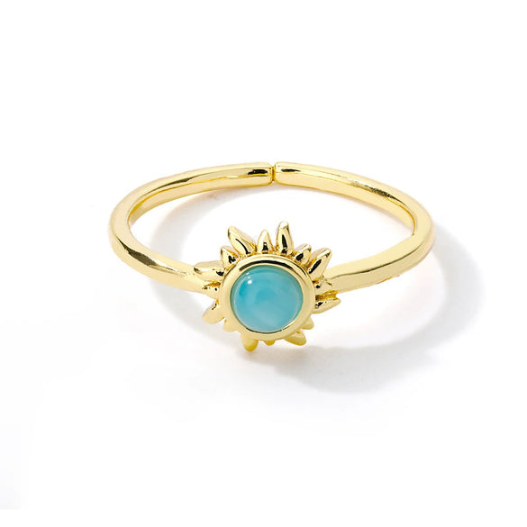Wholesale Women's Opening Adjustable Sun Opal Ring Brass Electroplated