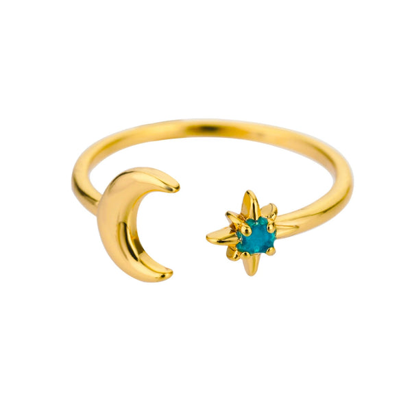 Wholesale Women's Opening Adjustable Sun Opal Ring Brass Electroplated