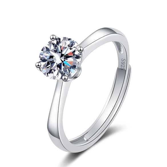 Wholesale Women's Opening Ring S925 Sterling Silver Geometric Electroplated Mosan Diamond Jewelry