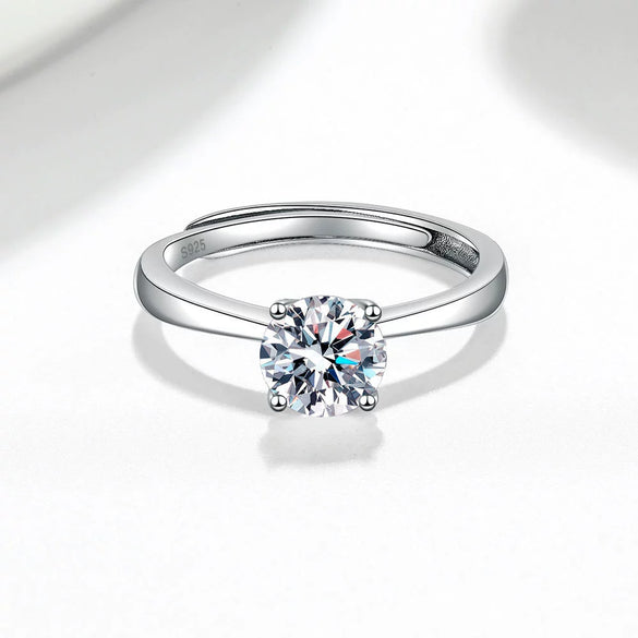 Wholesale Women's Opening Ring S925 Sterling Silver Geometric Electroplated Mosan Diamond Jewelry