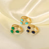 Wholesale Women's Opening Ring Titanium Steel Non Fading Inlaid Turquoise Drop Shape Electroplated Jewelry
