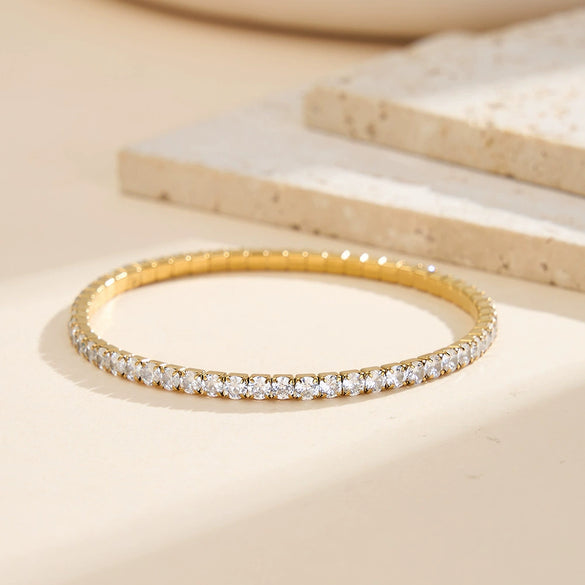 Wholesale Women's Original Design Geometric Stainless Steel Bracelets With Elastic Cord And Real Gold Plating