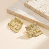 Wholesale Women's Original Design Geometric Stainless Steel Earrings With Irregular Pleated Texture And Vacuum Real Gold Plating