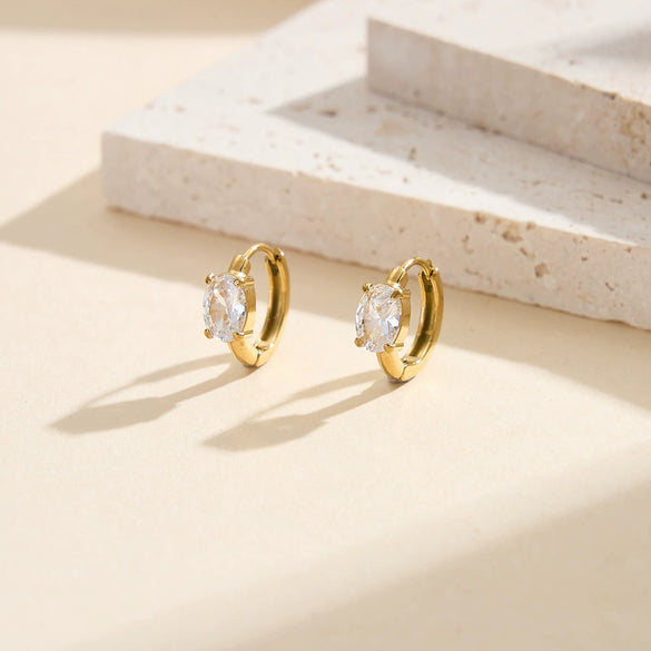 Wholesale Women's Original Design Geometric Zirconencrusted Stainless Steel Electroplated Plain Hoop Earrings