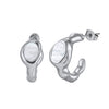 Wholesale Women's Oval And Geometric Motherofpearl And Stainless Steel Earrings With Vacuum Real Gold Plating In Pvd Furnace