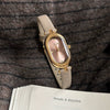Wholesale Women's Oval Dial Super Fiber Strap Fashionable Minimalist Watch With Pin Buckle And Flat Top Tapered Crown
