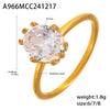 Wholesale Women's Oval Zircon Ring In Light Luxury Style With Geometric Pattern Made Of Stainless Steel And Electroplated
