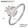 Wholesale Women's Oval Zircon Ring In Light Luxury Style With Geometric Pattern Made Of Stainless Steel And Electroplated